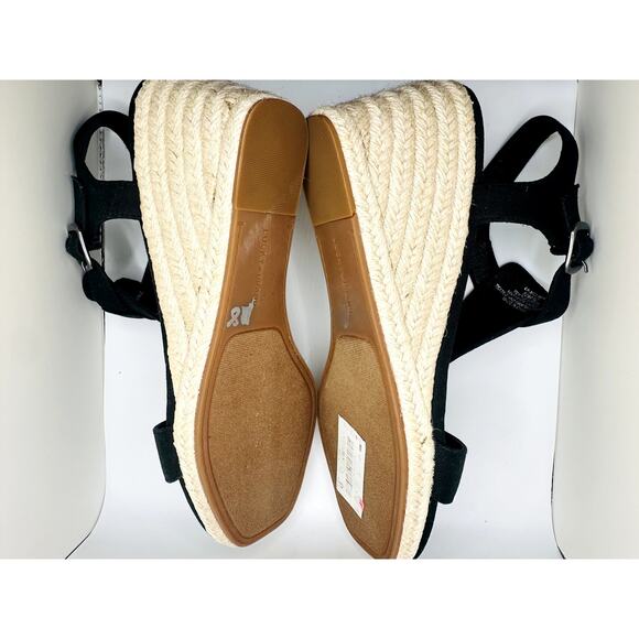 Lucky Brand Black Cotton Wedge Strapped Heels - Picture 5 of 5